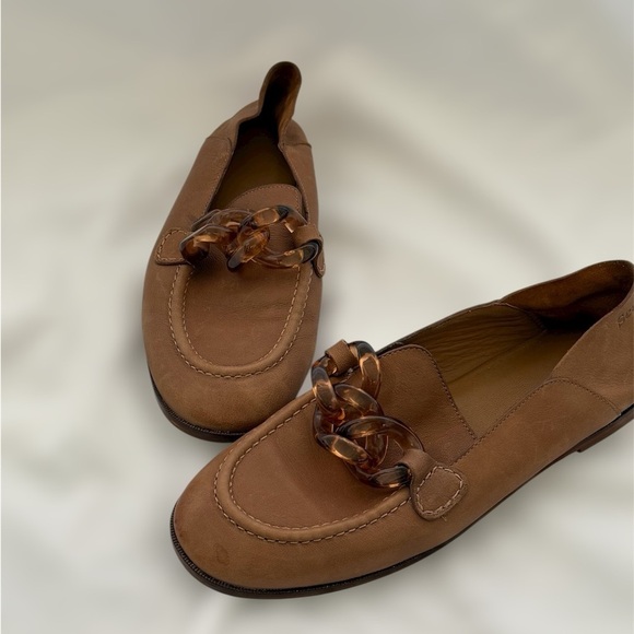 See By Chloe Shoes - See By Chloe Tan Loafers with Tortoise Chain